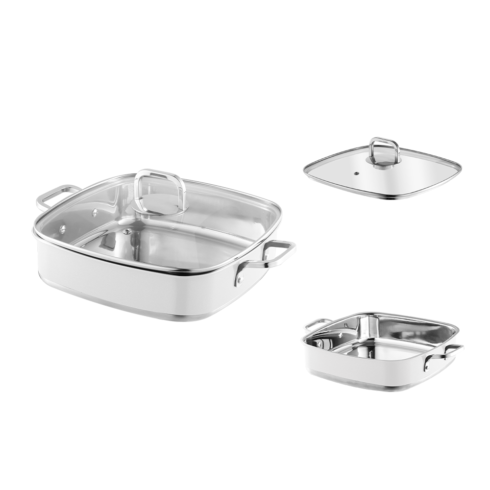 Yapamit quadrato in acciaio inossidabile da 3 pellicche set di pentole stufato cucina stufato