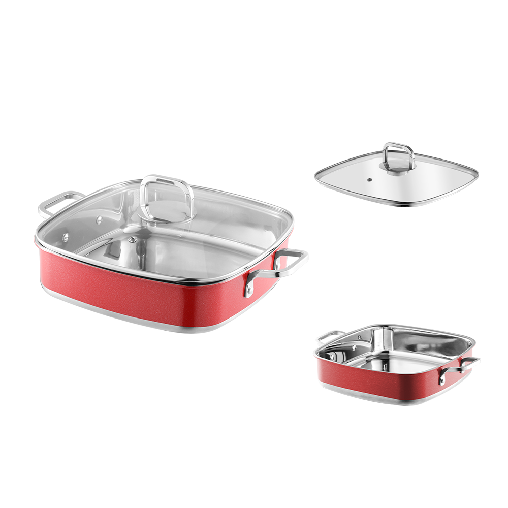 Yapamit quadrato in acciaio inossidabile da 3 pellicche set di pentole stufato cucina stufato